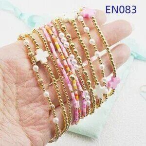 Enewton Pink Glass Tube Bead Bracelet